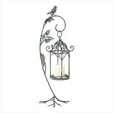 VERDIGRIS VINE CANDLEHOLDER WROUGHT IRON CAGE STAND