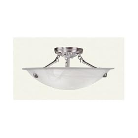 Home-Basics-91 - 3 Light Semi Flush Mount Ceiling Lighting Fixture - Brushed Nickel -... by Livex Lighting