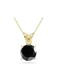 1.00 Ct Black Diamond Scroll Solitaire Pendant in 14K Yellow Gold