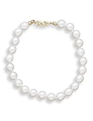 8 Inch 14k Yellow Gold 6-6.5mm (A) Akoya Pearl Bracelet