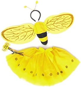 Kids Yellow Bumble Bee Wing Set with Tutu, Wand and Headband