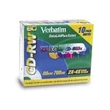 Verbatim 94325 700 MB 2x-4x DataLifePlus Color ReWritable Disc CD-RW, 10-Disc Slim Case