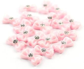 20PCS 3D Pink Resin Rhinestone Bowknot Nail Decorations