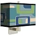 Retro Rectangles Green Blue Rectangular Giclee Shade Wall Sconce