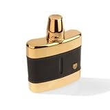 Leather Gold-plated 100 ml Hip Flask With Window and Shot Glass by Beier Lederwaren
