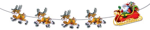 Beistle 1-pack santa and sleigh streamer, 8-feet