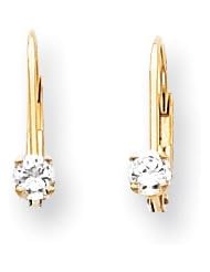 14k Yellow Gold G-H SI2 Quality Diamond leverback Earrings. Carat Wt- 0.286ct