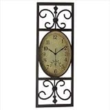 Scroll Border Oval Clock with Temperature Gauge