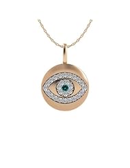 14K Rose Gold Diamond Evil Eye Pendant Necklace by Proposition Love
