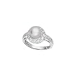 14K White Gold 1/3 ct. Diamond and Fresh Water Pearl Fashion Ring