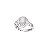14K White Gold 1/3 ct. Diamond and Fresh Water Pearl Fashion Ring