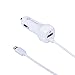 iPhone 6S Car Charger, ProtonPlanet Lightning Coiled Car Charger Adapter for iPhone 6/6s 6 Plus with extra 2.1A High Speed USB port, White