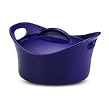 Rachael Ray Stoneware 2-3/4-Quart Covered Bubble and Brown Casserround Casserole, Blue