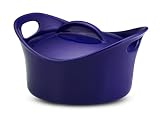 Rachael Ray Stoneware 2-3/4-Quart Covered Bubble and Brown Casserround Casserole, Blue