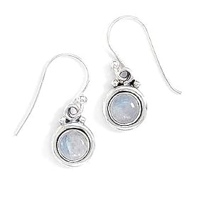 Round Moonstone Polished Edge Earrings by 