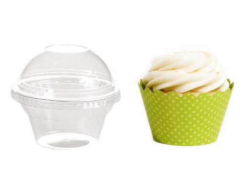 Dress My Cupcake Favor Dome Containers with Wrappers DIY Kit, Lime Green, Set of 25