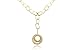 14K Yellow Gold Matte-Finish Hand-Crafted Open Link Necklace, Designed with a Round-Shape Hammered-Finish Drop and Enhanced with Pave Set Diamonds.