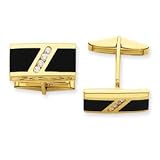 14k Polished Diamond and Onyx Cuff Links