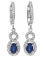 1.25 Ctw Ceylon Blue Sapphire and Diamond Earrings 14k Gold
