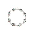 Southwestern Native American Handcrafted Bear Paw Link Bracelet in Turquoise and Sterling Silver, #9720