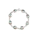 Southwestern Native American Handcrafted Bear Paw Link Bracelet in Turquoise and Sterling Silver, #9720