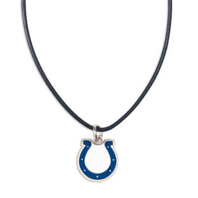 Indianapolis Colts Leather Cord Necklace and Enameled Pendant NFL Football Sports Team Logo