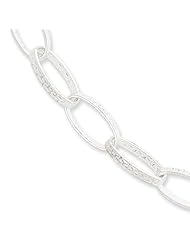 Sterling Silver Greek Key Oval Link Necklace - 17 Inch
