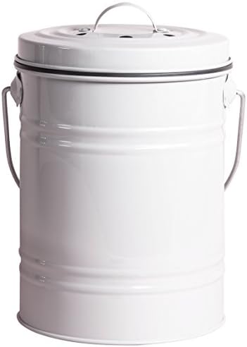 Kitchen Counter Top Compost Bin with Removable Pail by Das Haus - 3/4 Gallon Size With Odor Blocking Charcoal Filter (White)