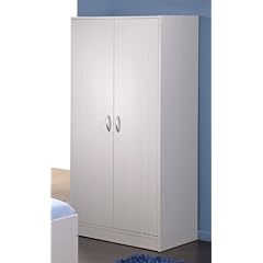 Pharao24 Kleiderschrank Kinderzimmer kiefer weiss Clarence