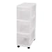 Sterilite 27308003 3-Drawer Narrow Cart White with See-Through Drawers and Black Casters, 3-Pack