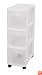 Sterilite 27308003 3-Drawer Narrow Cart White with See-Through Drawers and Black Casters, 3-Pack