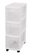 Sterilite 27308003 3-Drawer Narrow Cart White with See-Through Drawers and Black Casters, 3-Pack