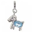 Blue Topaz & Diamond Dachshund Dog Pendant in White Gold