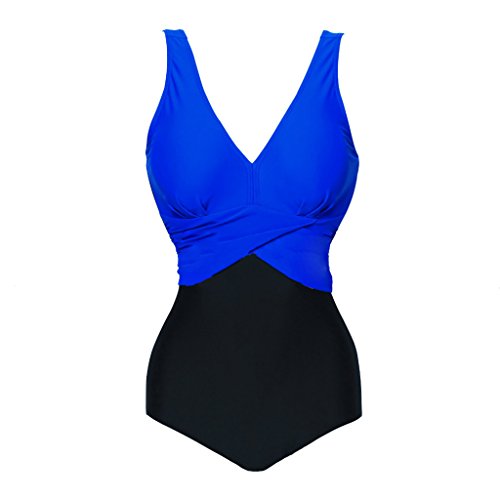 Zmart Women Plus Size Retro 50s V Neck Monokini One Piece Beachwear Swimming Suit
