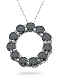 2.50 Cts Black Diamond Circle Pendant in 14K White Gold