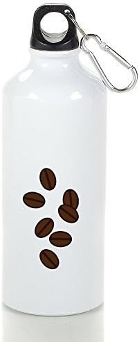WATE Coffee Clip Art Coffee Beans Aluminum Water Sports Bottle White For Traveling Climbing Hiking Biking