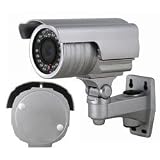 540TVL High Resolution Silver 1/3 Sony SuperHAD Color CCD DSP Waterproof Indoor/Outdoor Infrared Illumination Night Vision Bullet 42 LEDs Camera Silver Color Vari-Focal Lens with Free Bracket and Free Power supply 1T7