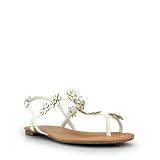 Flower Thong T-Strap Ankle Strap Sandal White