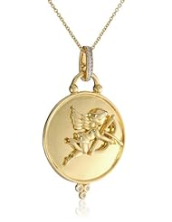 18k Gold Plated Sterling Silver Diamond Cupid Angel Pendant Necklace (0.05cttw, I-J Color, I2-I3 Clarity), 18"
