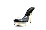 Women's Rhinestone Platform High Heel Sandals W/ Clear Strap Black 5-10