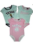 Texas Rangers Baby Girl three pack creeper set, Size= 3 - 6 Months