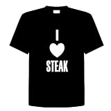 I LOVE STEAK Funny T-Shirt Novelty Kitchen, Cooking, Chef, Adult Tee Shirt Size (3X) XXX-Large; Great Gift Idea for Mens, Youth, Teens, & Adults
