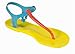 Ian! By Soda Jelly Flat Thong Ankle Strap Sandals in Salmon Yellow Colorblock