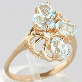 14K Yellow Gold Topaz and Diamond Estate Ring by 