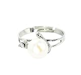 Pearl & Faceted Zirconium free size Ring