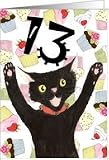 13th Birthday Party Invitation, Black Cat Card 13th Birthday Party Invitation, Black Cat Card