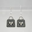 Dangling Double Sided Heart Earrings in Sterling Silver , #9237