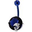 Sterling Silver 925 Blue Titanium Cubic Zirconia Dolphin Belly Ring