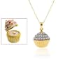 10K Yellow Gold 0.05 Carat Diamond Cupcake Pendant w/18" Chain