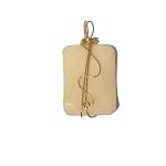Dolomite Pendant 04 Wire Wrap White Wavy Rectangle Gold Stone Crystal 2.1